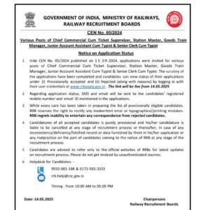 RRB NTPC Graduate Level Application Status 2025