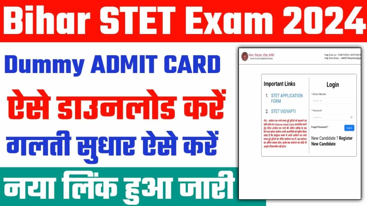 Bihar STET Dummy Admit Card 2024