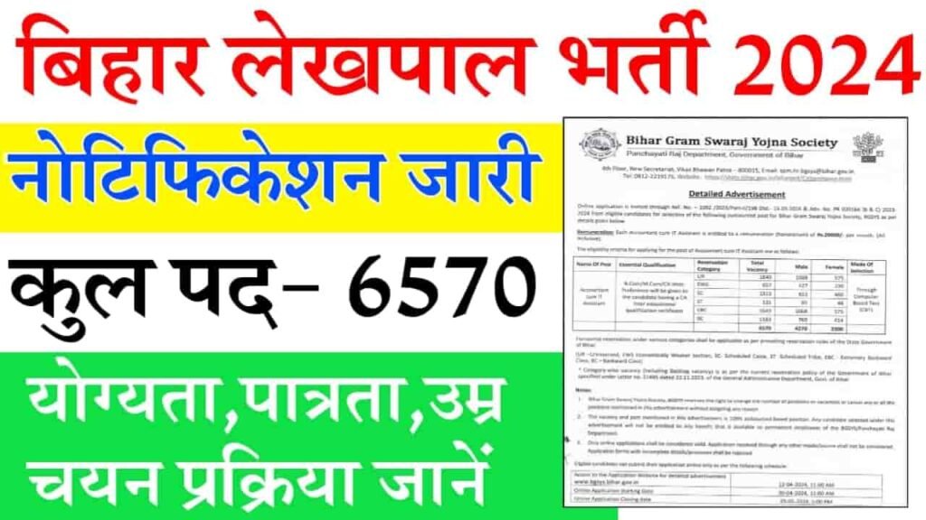 Bihar Lekhpal Vacancy 2024 Online Apply