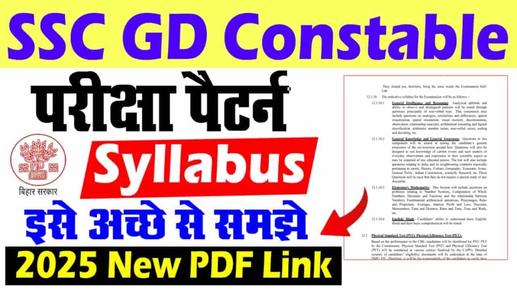 SSC  GD Constable Syllabus 2025