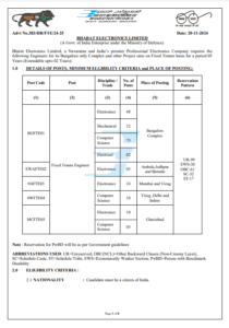 BEL India Vacancy 2024