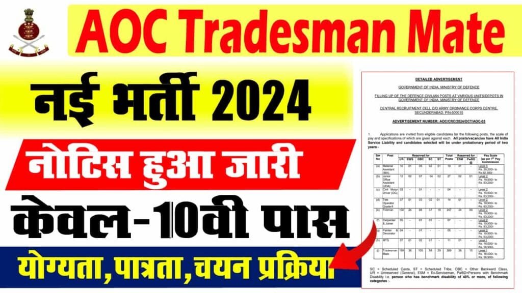 AOC Tradesman Mate Vacancy 2024