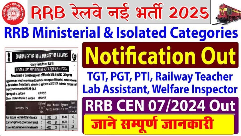RRB Ministerial and Isolated Recruitment 2024