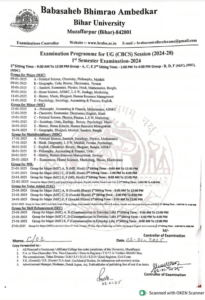BRABU UG 1st Semester Admit Card 2024-28