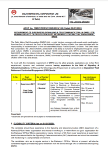 Delhi Metro Supervisor Recruitment 2025