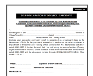 Railway Group D Caste Certificate Upload
