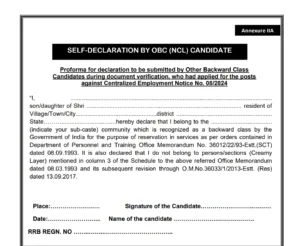 Railway Group D Caste Certificate Upload