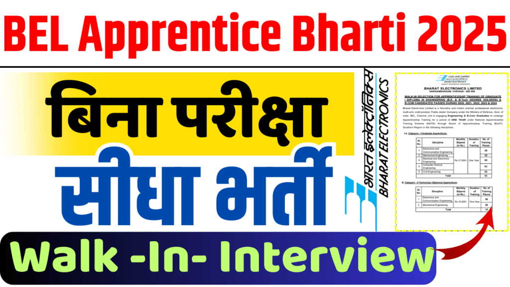 BEL Apprentice Bharti 2025