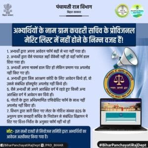 Gram Kachahari Sachiv Form Reject Reason