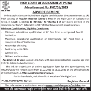 Patna High Court Group C Vacancy 2025