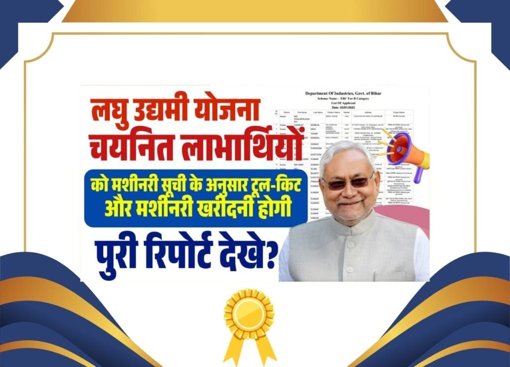 Bihar Laghu Udyami Yojana Machinery List 2025