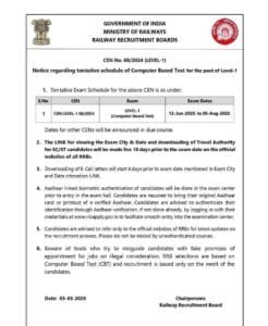RRB Group D Exam Date New Update 2025