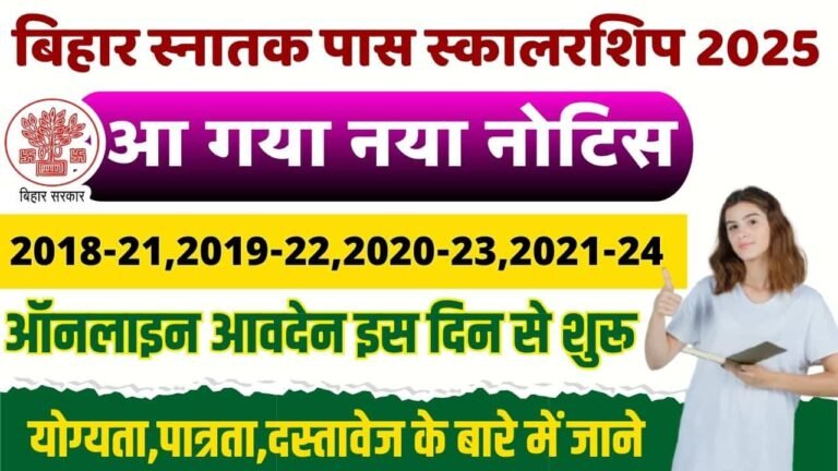 BA Pass Scholarship 2025 New Notice-स्नातक पास स्कालरशिप 50 हजार के लिए ...