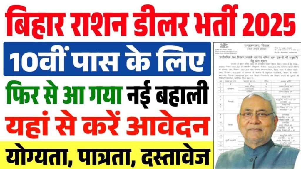 Bihar Sheohar Ration Dealer Vacancy 2025