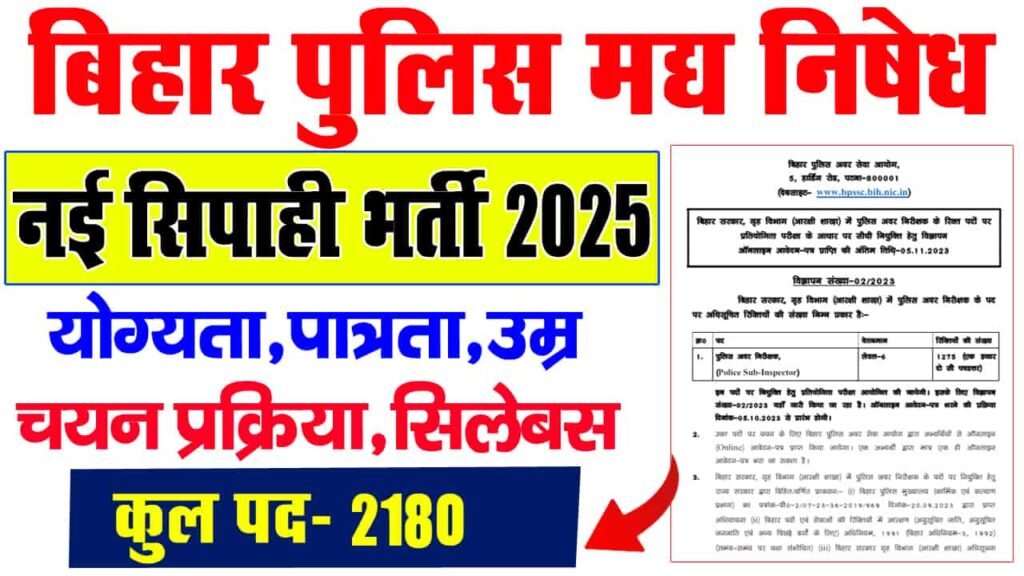 Bihar Police Excise Constable Recruitment 2025