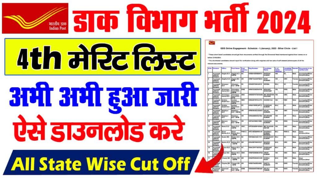 India Post GDS 4th Merit List 2025