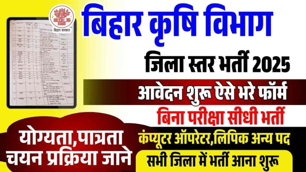 Bihar Agriculture Department Vacancy 2025