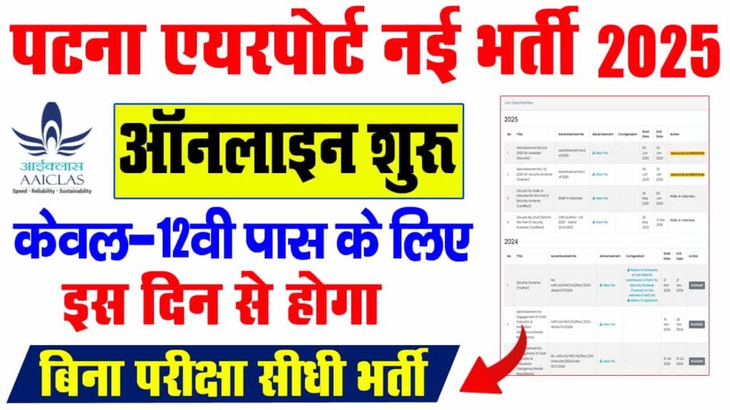 Patna Airport Vacancy 2025