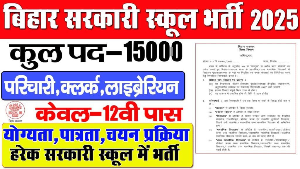 Bihar Sarkari Vidyalaya New Vacancy 2025