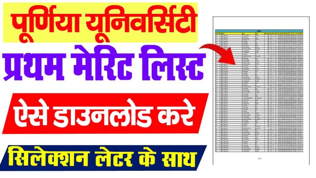 Purnea University UG 1st Merit List 2025