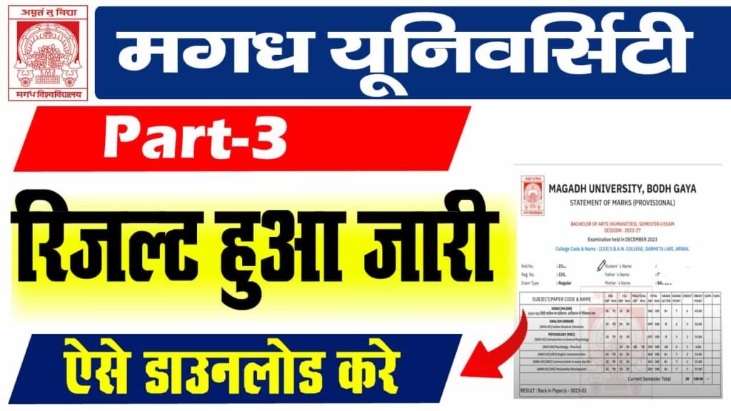 Magadh University Part 3 Result 2022-25