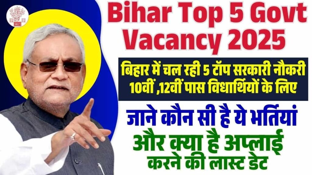 Bihar Top 5 Govt Vacancy 2025