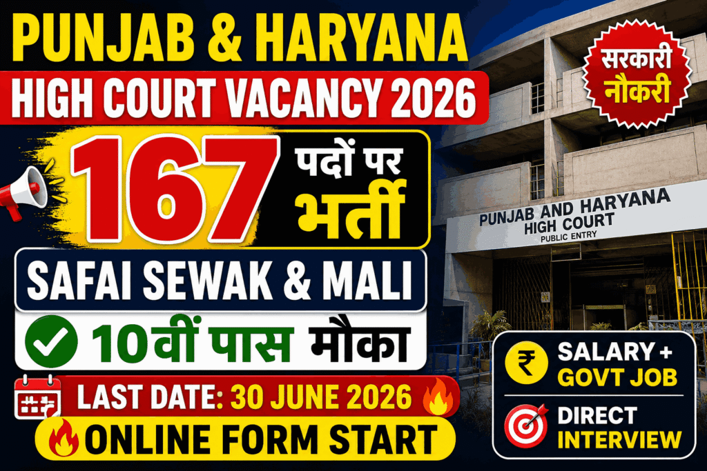 Punjab and Haryana High Court Vacancy 2026
