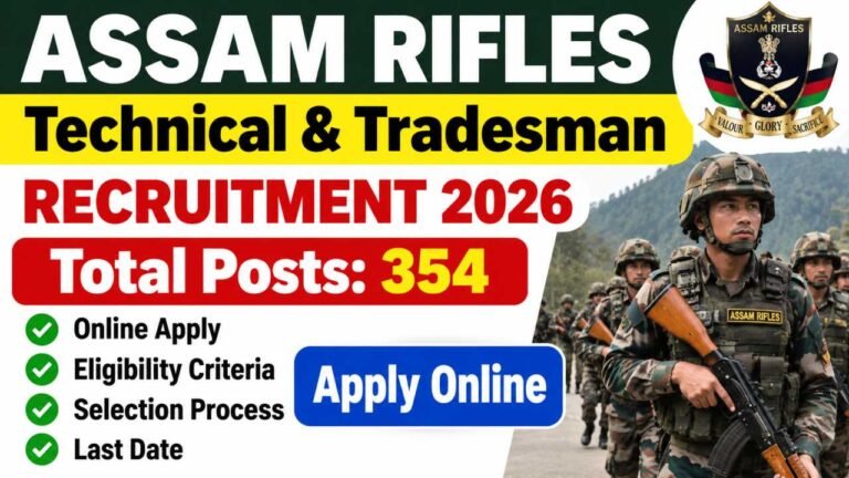 Assam Rifles Technical & Tradesman Online Form 2026: 354 पदों पर आवेदन शुरू, Eligibility, Selection Process और Last Date